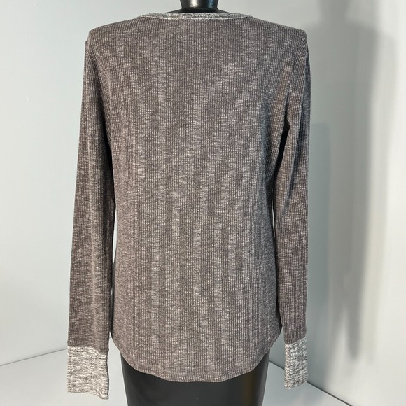 Bella Swan Elana Gilbert Long Sleeve Top Womens Large Brown/Gray Stretch - Picture 3 of 11